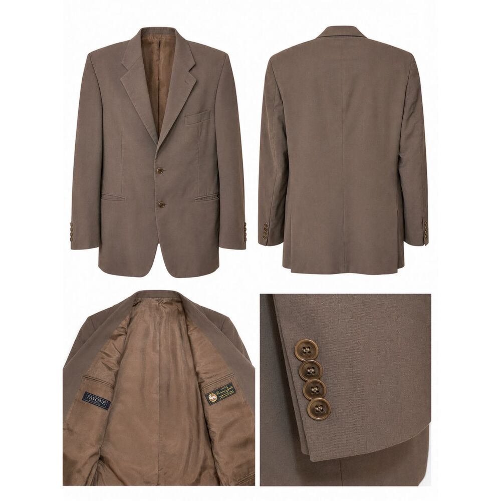 Vintage Italian Wool Sport Blazer Taupe 40R Pavone Quiet Luxury